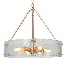 Rflnesiw 4-Light 19.5" Modern Textured Glass Gold Chandelier, Drum