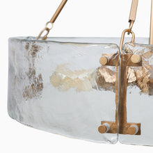 Rflnesiw 4-Light 19.5" Modern Textured Glass Gold Chandelier, Drum