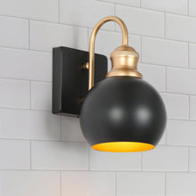 Burdock 1-Light Modern Black and Gold Dome Wall Sconces