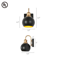 Burdock 1-Light Modern Black and Gold Dome Wall Sconces