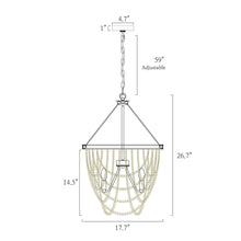 Mitzvah 4-Light 18" Coastal Gold Chandelier, White Wood Beads