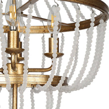 Nick 4-Light 18" Antique Gold Crystal Chandelier, Crystal Beads