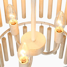 Xystus 3-Light 19" Coastal White Wood Chandelier, Tiered Cylinder