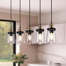 Curoenon 5-Light 32-in Black Modern Cluster Kitchen Island Light