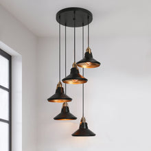 Tencanonia 5-Light 20" Modern Black Chandelier, Cluster