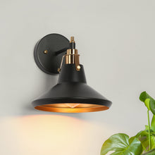 Tencanonia 1-Light Black and Gold Indoor Wall Sconce Barn Light