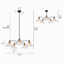 Plrhsbtic 5-Light 33.5" Modern Glass Black Chandelier