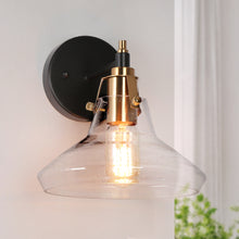 Plrhsbtic 1-Light Modern Black and Gold Seeded Glass Wall Sconce