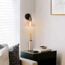 Plrhsbtic 1-Light Modern Black and Gold Seeded Glass Wall Sconce