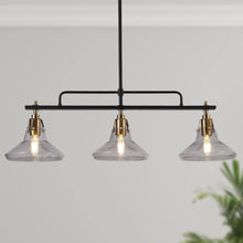 Tencanonia 3-Light 33.5-in Black&Gold Modern Linear Glass Kitchen Island Light