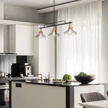 Tencanonia 3-Light 33.5-in Black&Gold Modern Linear Glass Kitchen Island Light