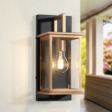 Roigomok 13"H 1-Light Black and Gold Outdoor Wall Light (Clear Glass)