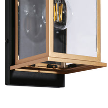 Roigomok 13"H 1-Light Black and Gold Outdoor Wall Light (Clear Glass)