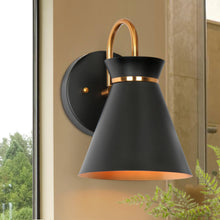 Noah 1-Light Modern Black & Gold with Black Cone Wall Sconces