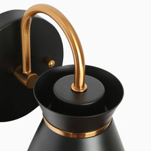 Noah 1-Light Modern Black & Gold with Black Cone Wall Sconces