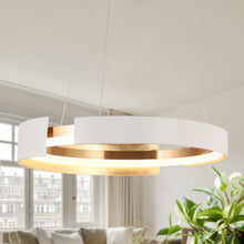 Welntscpia 1-Light 20.5" Modern White&Gold LED Chandelier, Drum