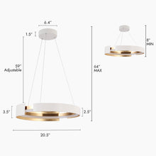 Welntscpia 1-Light 20.5" Modern White&Gold LED Chandelier, Drum