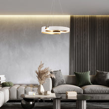 Welntscpia 1-Light 20.5" Modern White&Gold LED Chandelier, Drum
