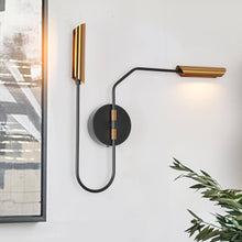Celestiacone 2-Light Modern Black and Gold Armed LED Wall Sconce