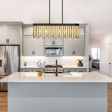 Hemaaolay 6-Light 28-in Black Modern Rectangle Kitchen Island Light