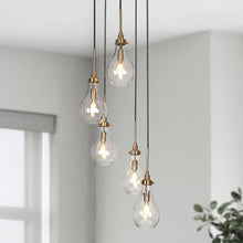 Luxitemin 5-Light 15" Modern Clear Glass Black Chandelier, Cluster