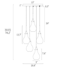 Luxitemin 5-Light 15" Modern Clear Glass Black Chandelier, Cluster