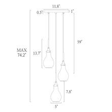 Luxitemin 3-Light 12" Modern Clear Glass Black Chandelier, Cluster
