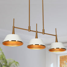 Idaikos 3-Light 34.5-in White&Gold Modern Linear Kitchen Island Light