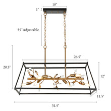 Basia 6-Light 31.5-in Black&Gold Modern Rectangle Kitchen Island Light