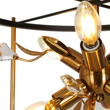 Basia 6-Light Medium Black and Gold Crystal Modern Drum Pendant Light Fixtures