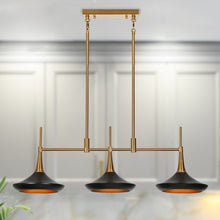Phapricornus 3-Light 34.5-in Black&Gold Modern Linear Kitchen Island Light