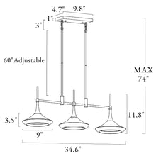 Phapricornus 3-Light 34.5-in Black&Gold Modern Linear Kitchen Island Light