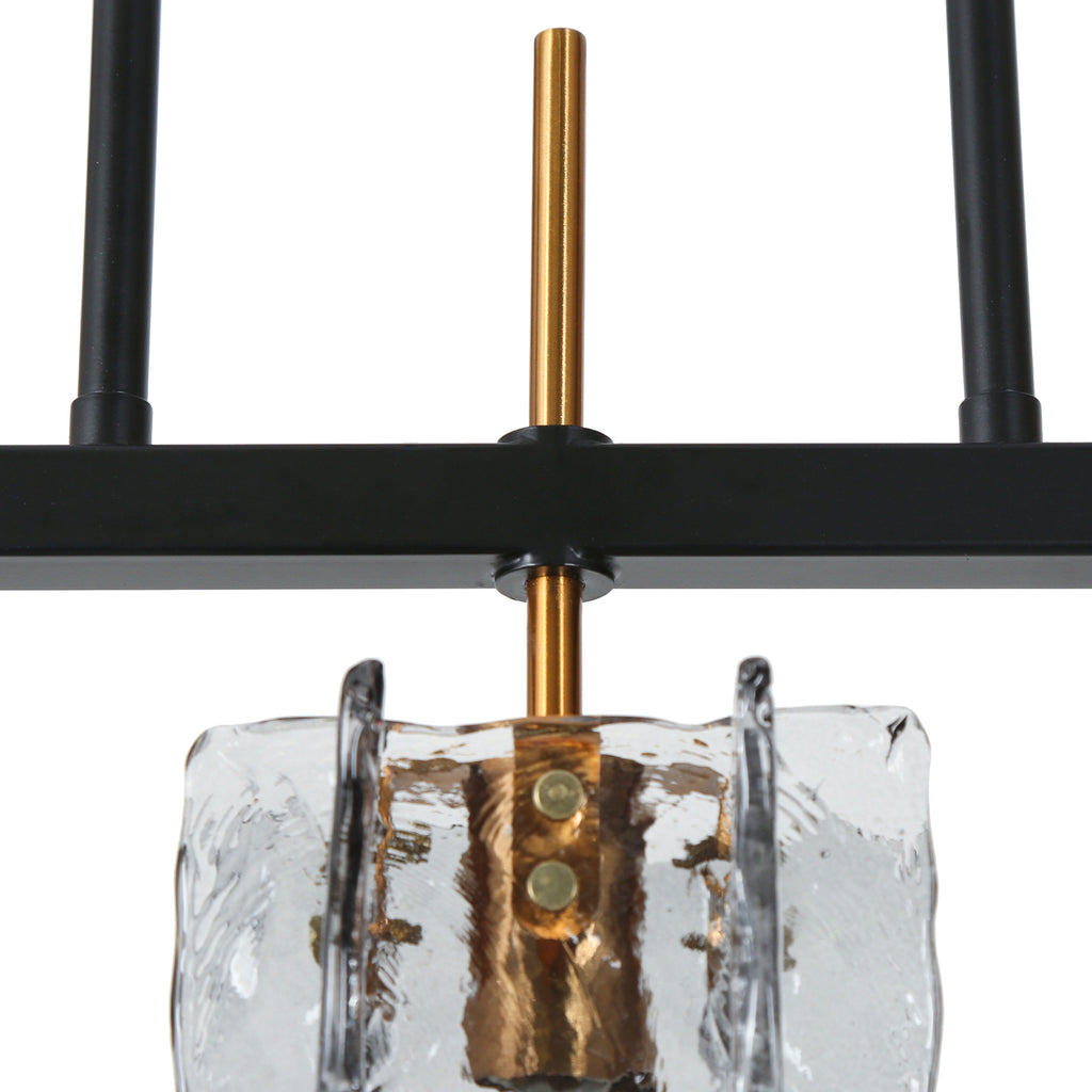 LNC Echonalyri 3-Light Black&Brass Modern Linear Kitchen Island