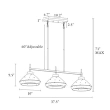 Anila 3-Light 37.5-in Black&Brass Modern Linear Kitchen Island Light