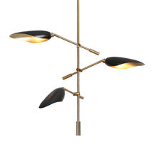 Toltehcwe 3-Light 34" Black and Brass Chandelier, Sputnik