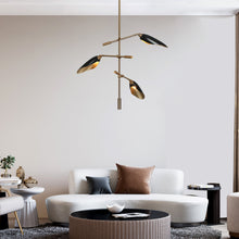 Toltehcwe 3-Light 34" Black and Brass Chandelier, Sputnik