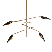 Toltehcwe 4-Light 48" Modern Black and Brass Chandelier, Sputnik