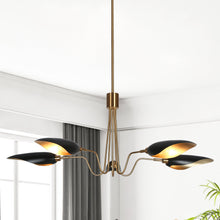 Toltehcwe 5-Light 40" Modern Black and Brass Chandelier