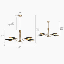 Toltehcwe 5-Light 40" Modern Black and Brass Chandelier