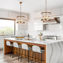 Bulbiferum 3-Light 14" Modern Brass Crystal Chandelier, Drum