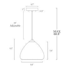 Quetidolma 1-Light 10" Brass Modern Glass Pendant Light Fixtures