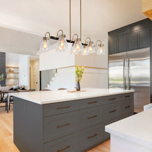Aidtyrtm 8-Light 37.5-in Black&Brass Modern Linear Kitchen Island Light