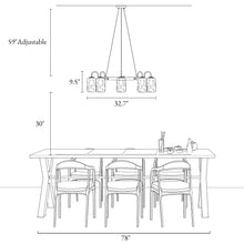 Erharting 8-Light 33" Modern Brass Chandelier, Wagon Wheel, Jar