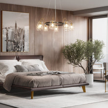 Erharting 8-Light 33" Modern Brass Chandelier, Wagon Wheel, Jar