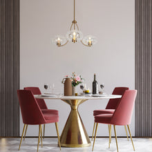 Chrysaorican 3-Light 31" Gold Chandelier, Iridescent Glass Globe