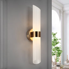 Douglas 1-Light Gold LED Sconces with Vertical Frosted Glass