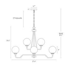 Oudspeaker 8-Light 37.5" Modern Brass Chandelier, Crackled Glass