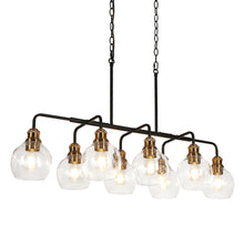Ougumny 8-Light 40-in Black Modern Linear Kitchen Island Light with Seeded Glass