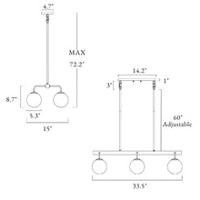 Aladarimostinin 6-Light 33.5-in Silver Modern Linear Glass Kitchen Island Light