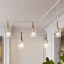 Everardgeon 5-Light 42.5-in Brass Modern Cluster Kitchen Island Light with Textured Glass